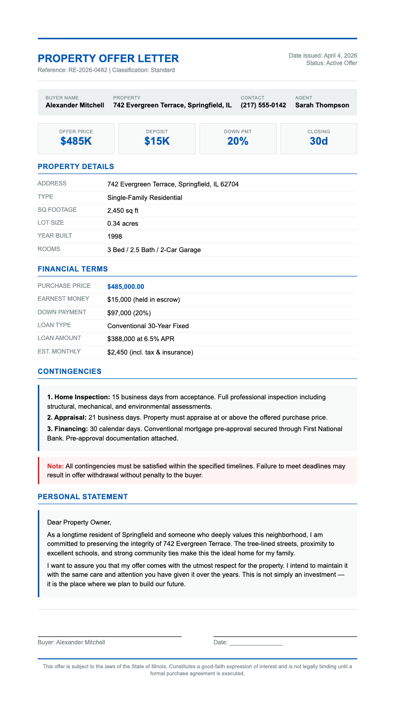 Medical report house offer letter